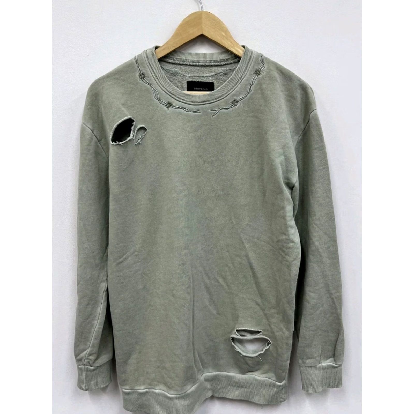 Vintage Drop Dead Disstressed Sweatshirt Oversized XS/S Gray Logo Vintage Women Pullover Sweatshirt Oversized Fall Winter Regular Size XS/S Men/Women Size XS / US 0-2 / IT 36-38 - 2 Thumbnail