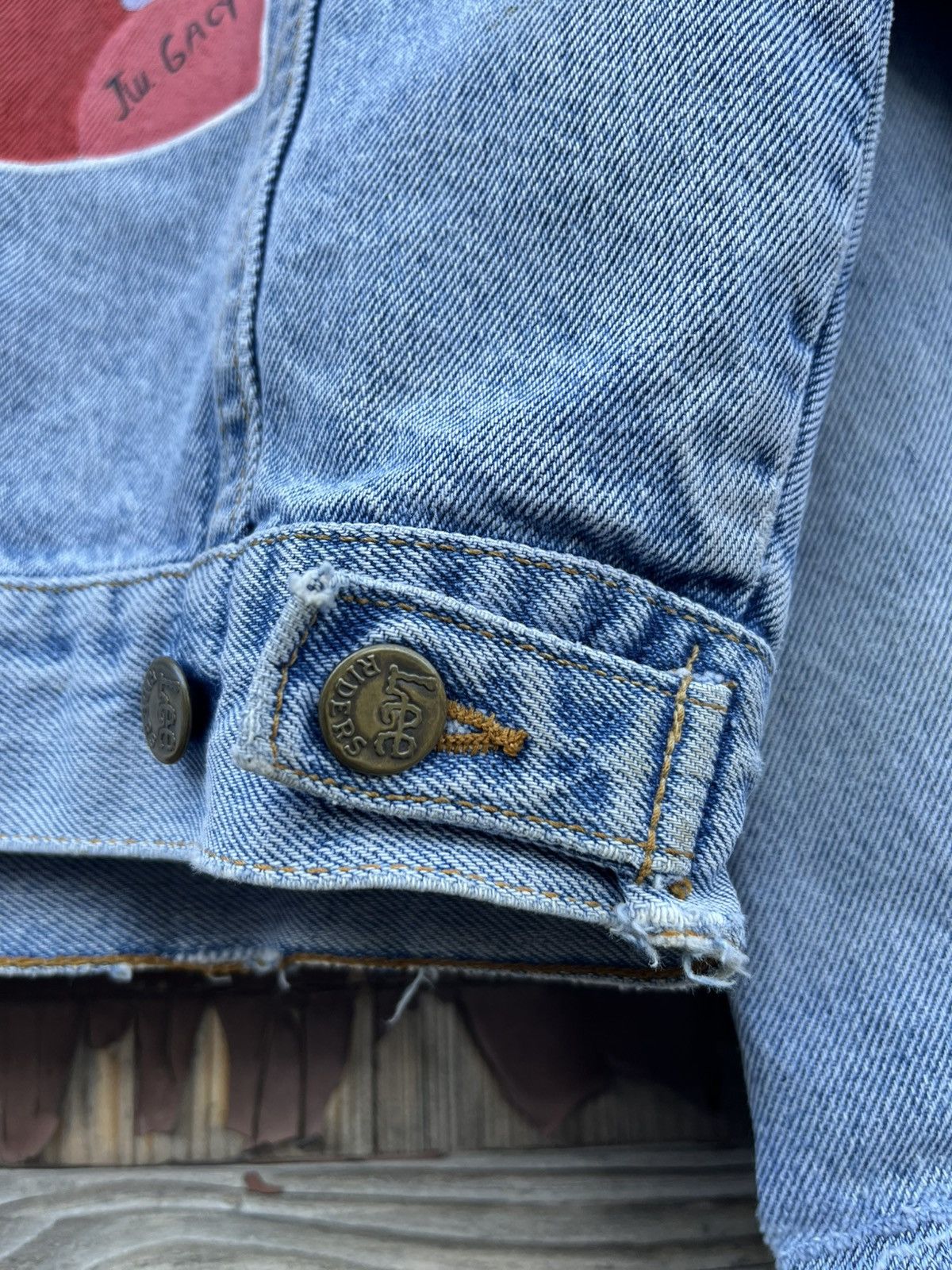 Lee Vintage Acid Bath Lee Distressed Custom Made Denim Jacket Size US L / EU 52-54 / 3 - 12 Thumbnail
