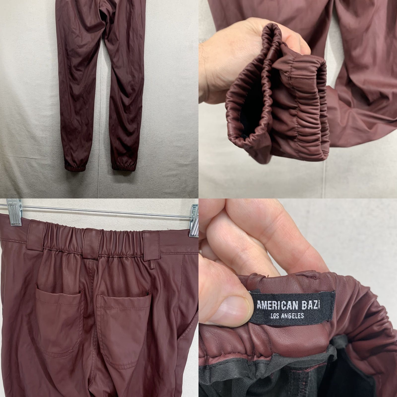 Vintage VINTAGE American Bazi Women's Faux Leather Joggers Tapered Slim Fit Burgundy Size Small Inseam 29" Party Business Size 28" / US 6 / IT 42 - 8 Thumbnail