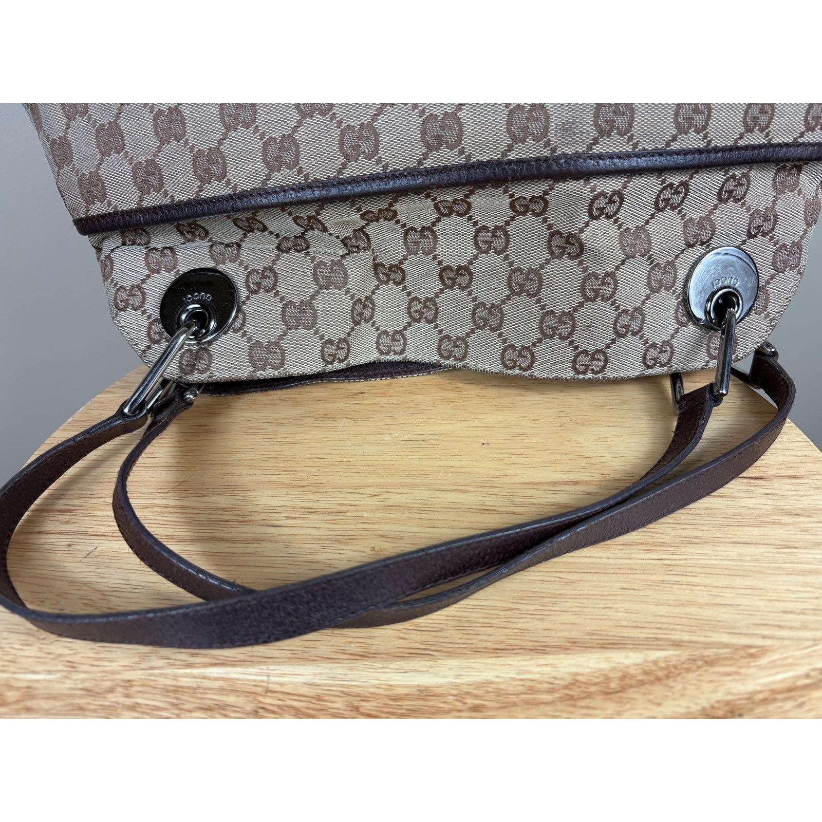 Gucci Authentic Gucci Eclipse GG Cloth and Brown Leather Shoulder Size ONE SIZE - 9 Thumbnail