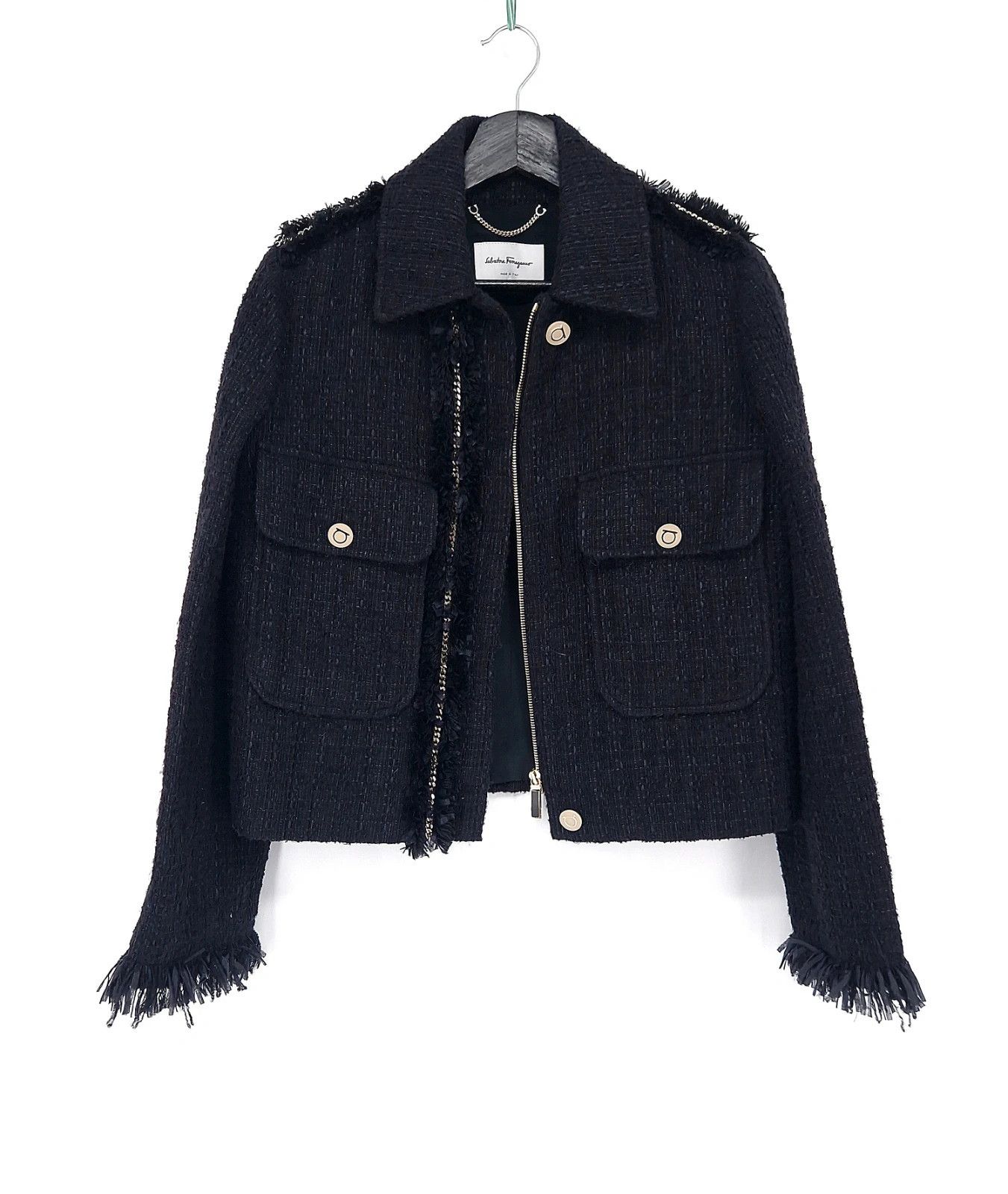 Salvatore Ferragamo Salvatore Ferragamo Black Bouclé Tweed Jacket Size XS / US 0-2 / IT 36-38 - 1 Thumbnail