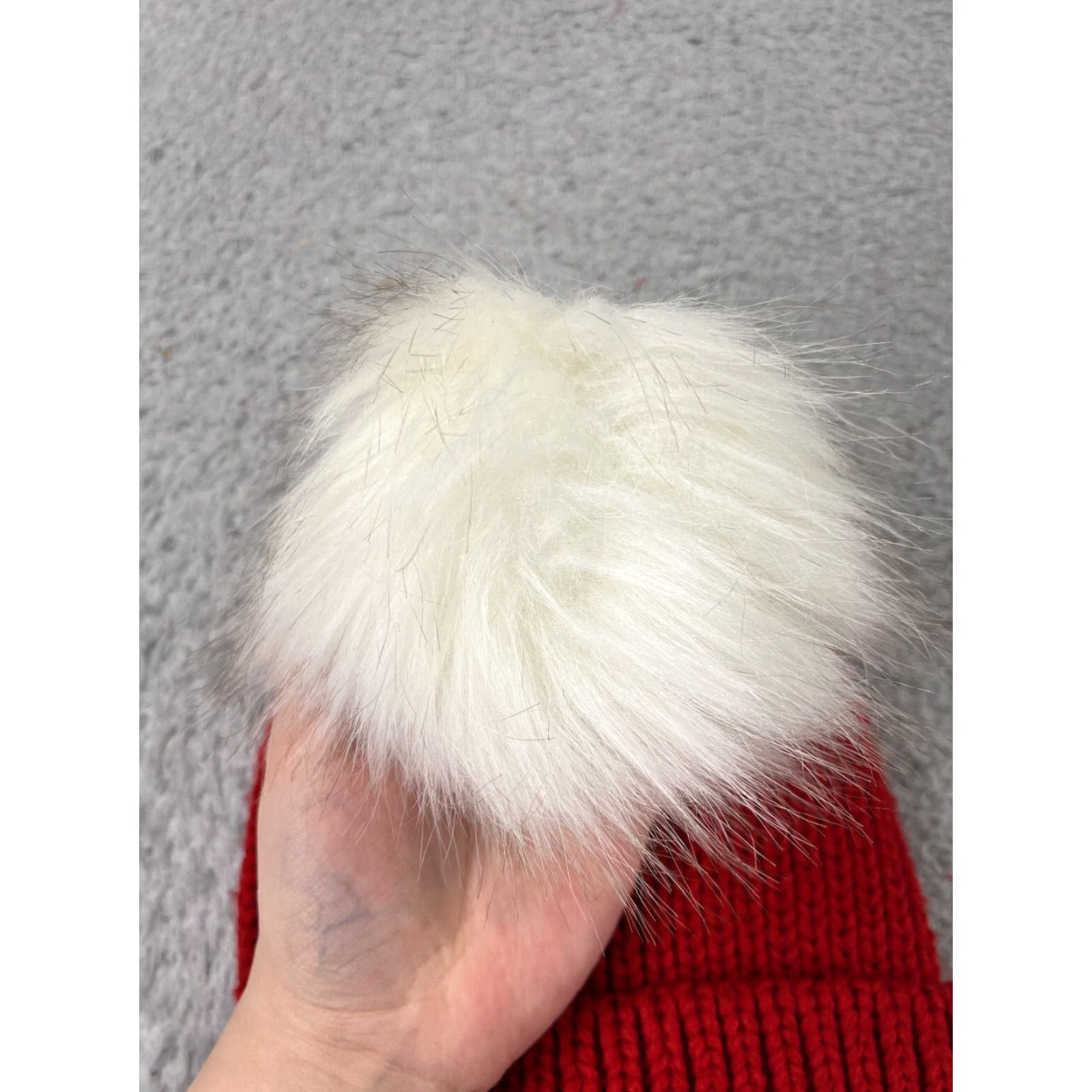 Doublet La Hearts Beanie Toque Womens One Size Red Knit Faux Fur Pom Ski Seasonal Beanie Adult Women Red La Hearts Winter Hats Size ONE SIZE - 2 Thumbnail