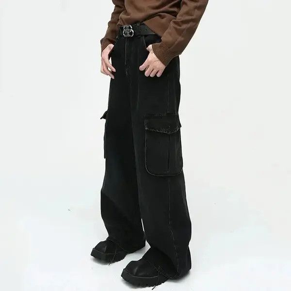 Japanese Brand Kimaya x Honji Black Cargo Baggy Denim Jeans Size US 32 / EU 48 - 5 Thumbnail