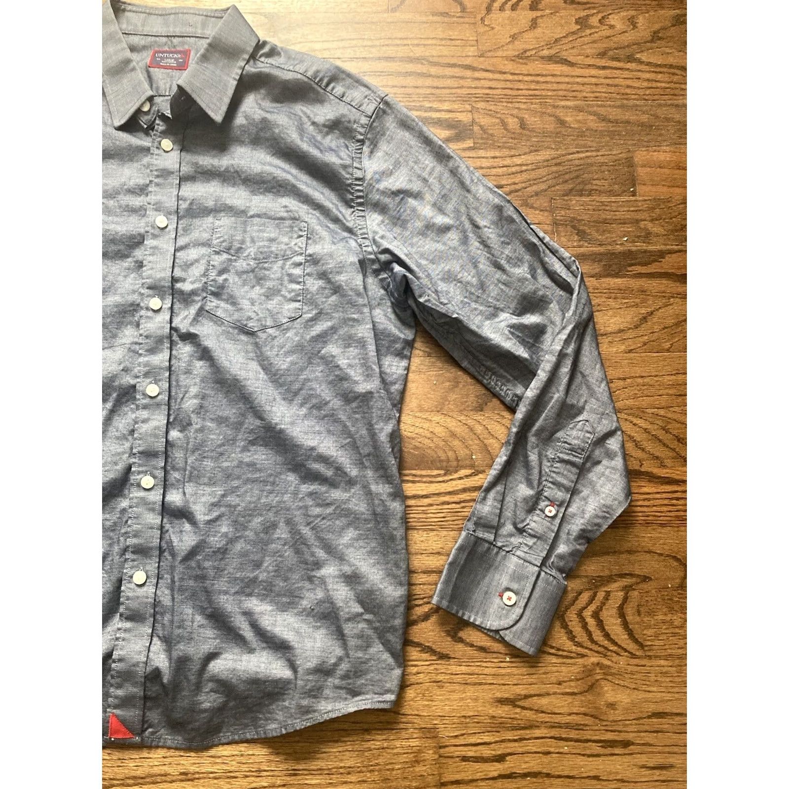 UNTUCKit UNTUCKit Button-Up Shirt Pio Cesare Mens Size L Blue Gray Casual Workwear Short Sleeve Button-Up Shirt Size US L / EU 52-54 / 3 - 3 Thumbnail