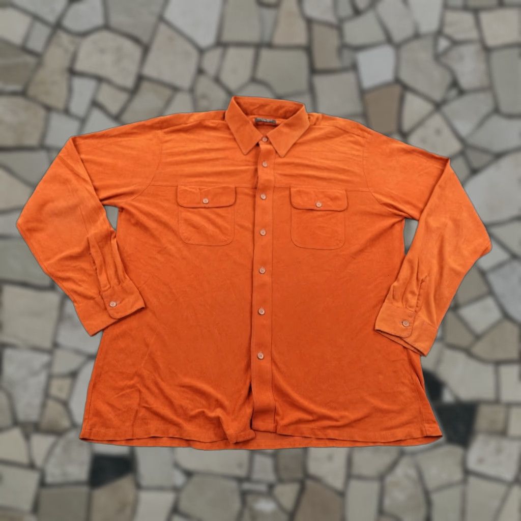 Vintage Vintage Macy's California Shirt Mens XL Rust Orange Velour Button Up Classic 70s Size US XL / EU 56 / 4 - 1 Thumbnail