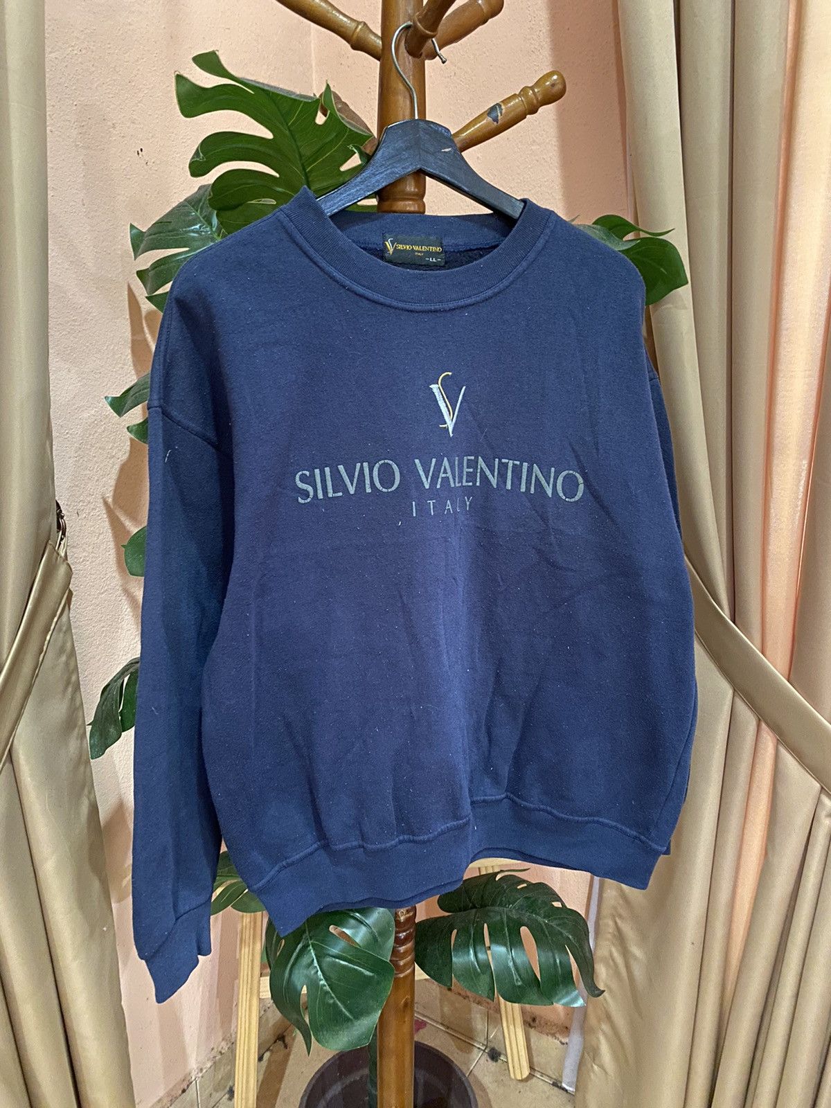 Vintage Silvio Valentino Navy Crewneck Sweatshirt – Vintage Italy Size US L / EU 52-54 / 3 - 3 Thumbnail