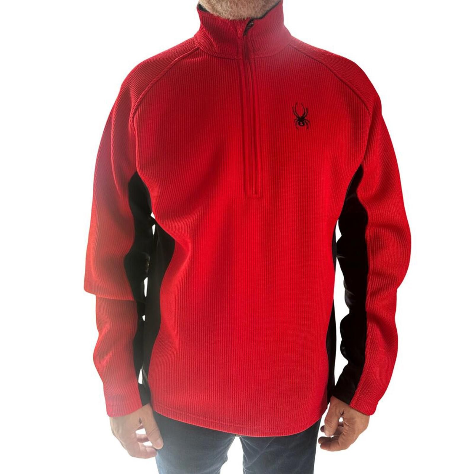 Spyder Spyder Men's Quarter-Zip Pullover Red Black Fleece Outdoor M Size US M / EU 48-50 / 2 - 2 Thumbnail