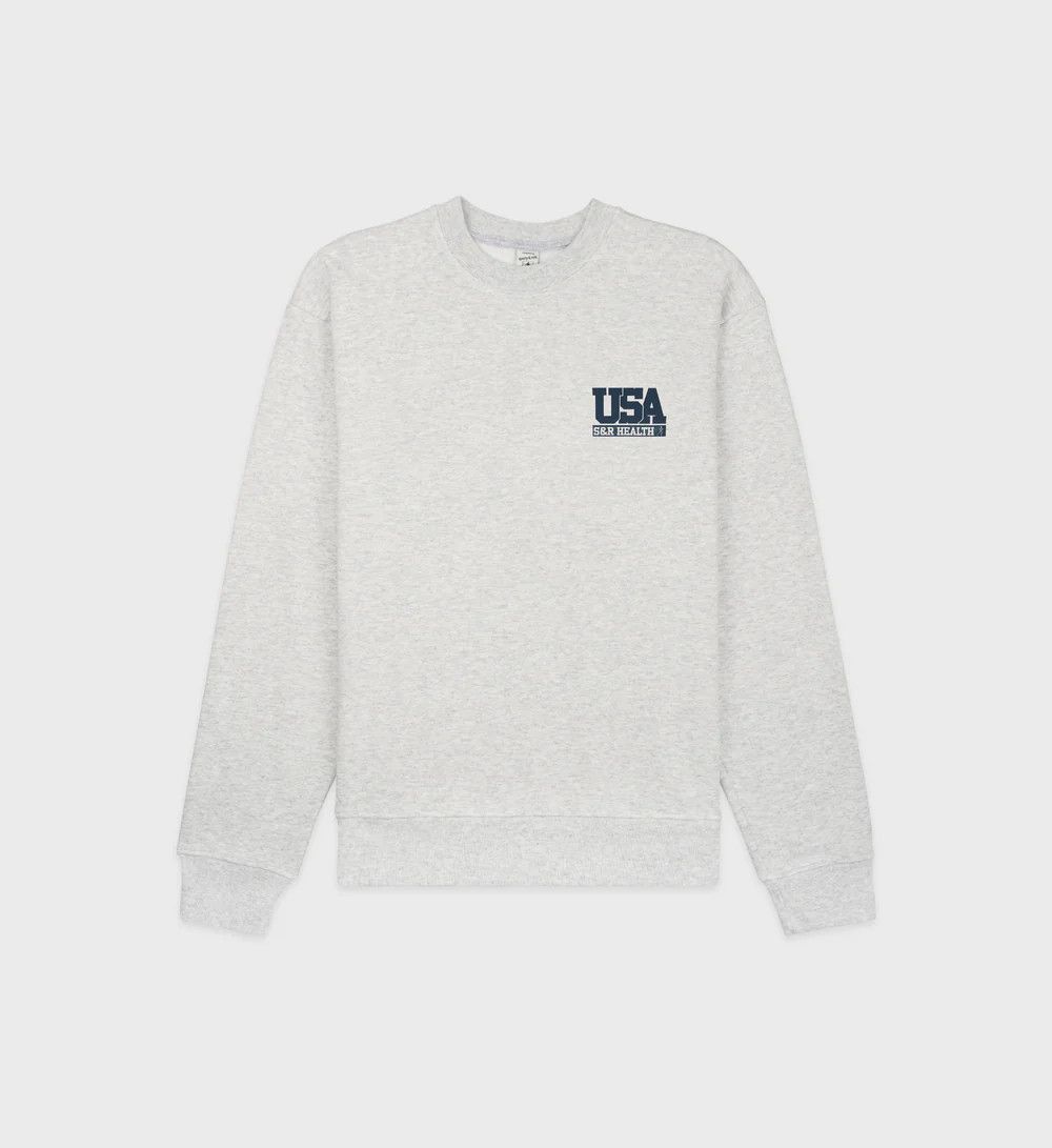 Sporty & Rich o1mle0425 Team USA Crewneck Sweatshirt Heather Grey Size S / US 4 / IT 40 - 1 Thumbnail