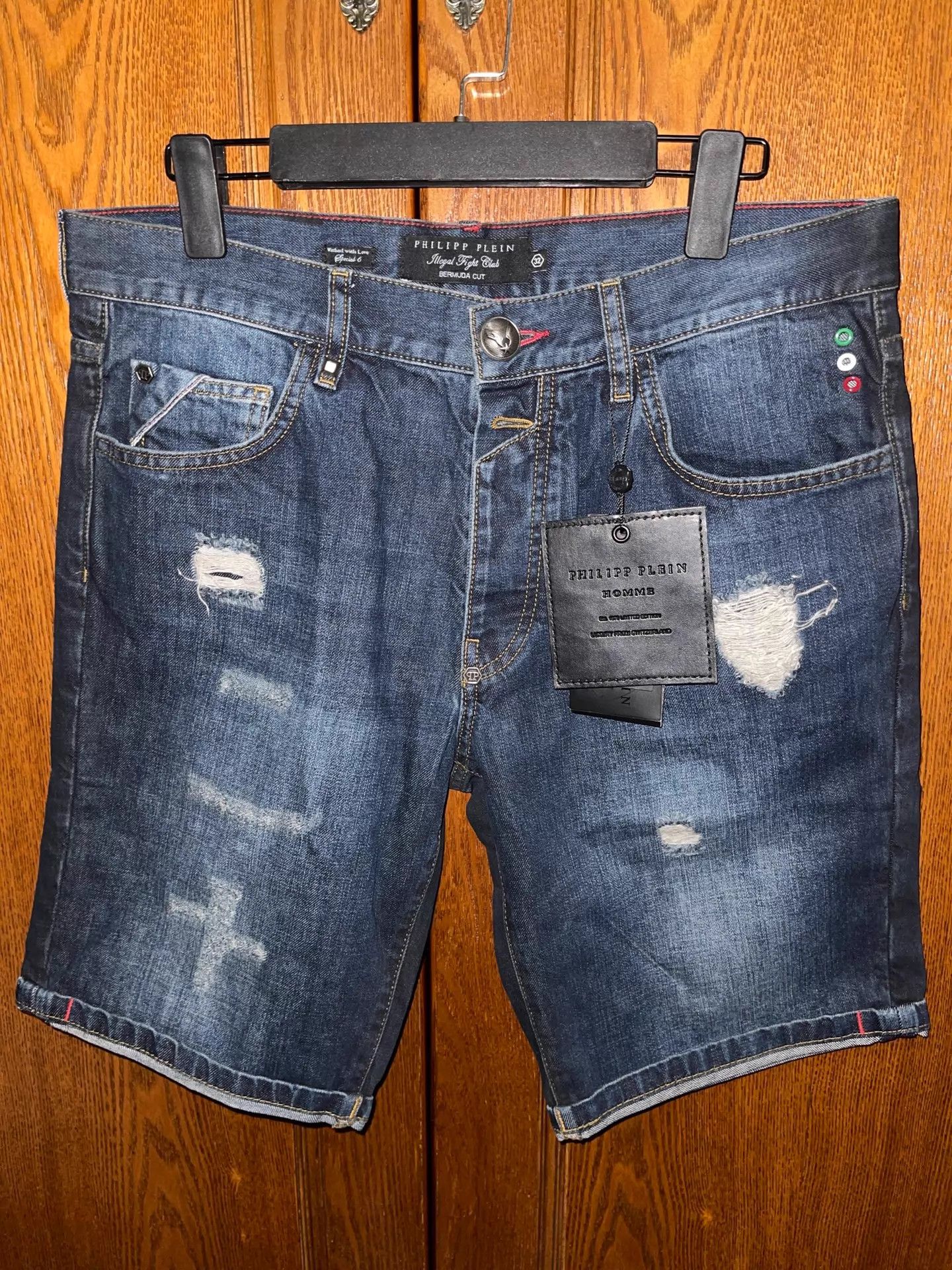 Philipp Plein Philipp Plein Color Blocked Slim Denim Short 32 NWT Size US 32 / EU 48 - 1 Thumbnail