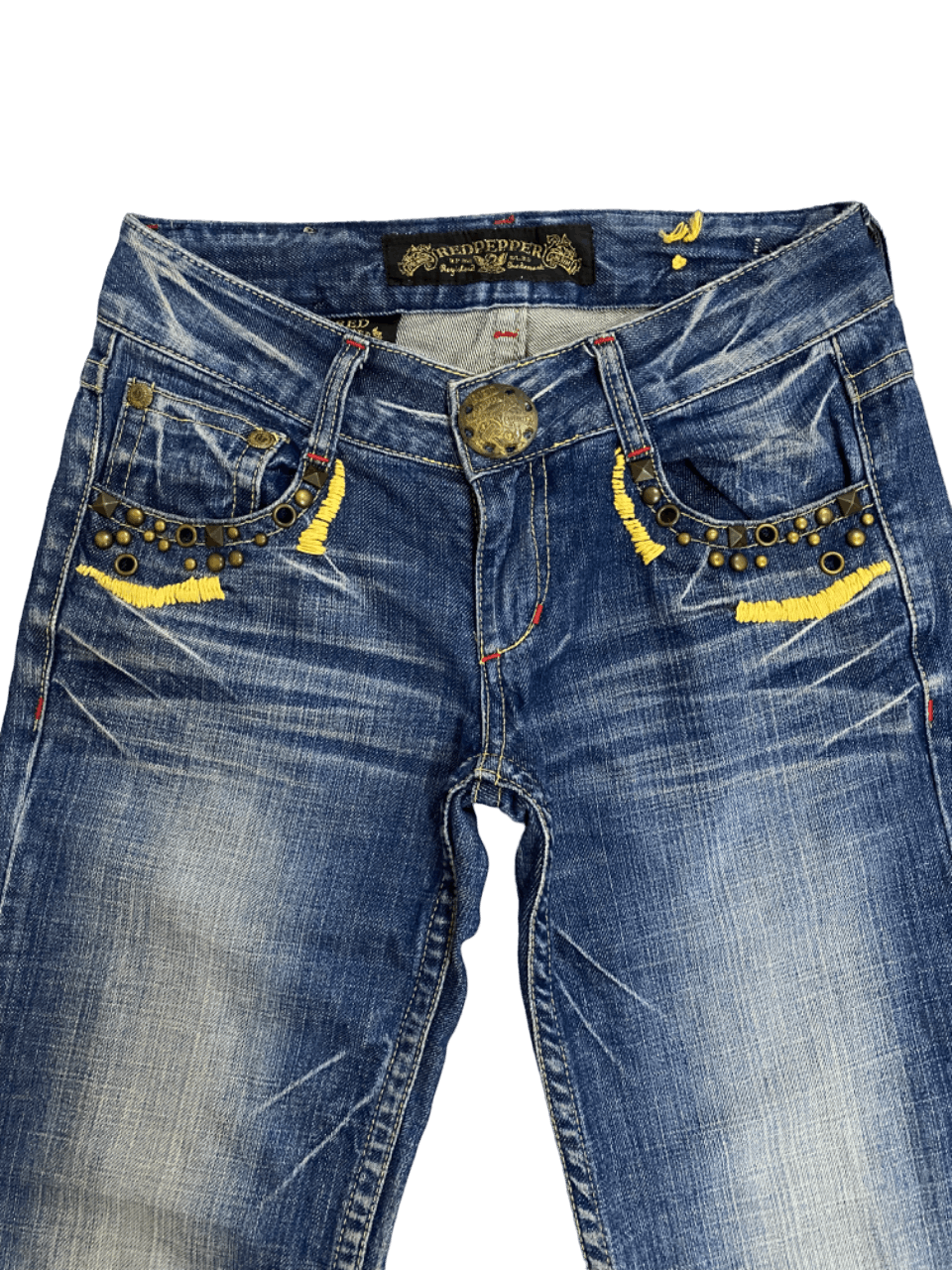 Ed Hardy Rare Red Peppers Studded Jeans Size 30" / US 8 / IT 44 - 3 Thumbnail