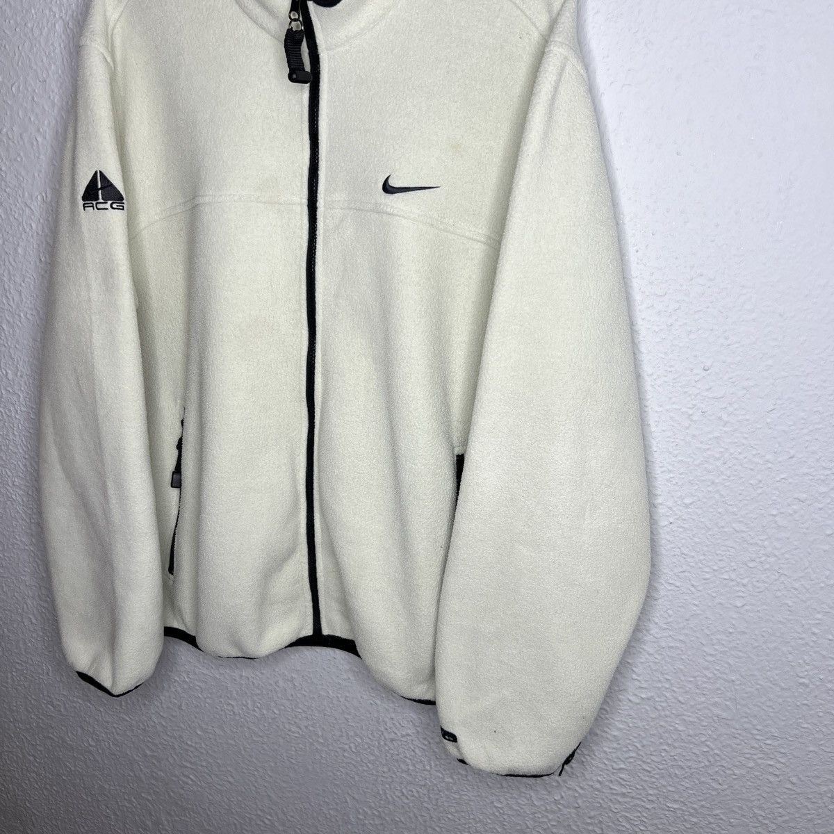Nike × Nike ACG × Vintage Vintage Nike ACG Fleece Jacket Sweatshirt Ninja Beige Cream Size US L / EU 52-54 / 3 - 3 Thumbnail