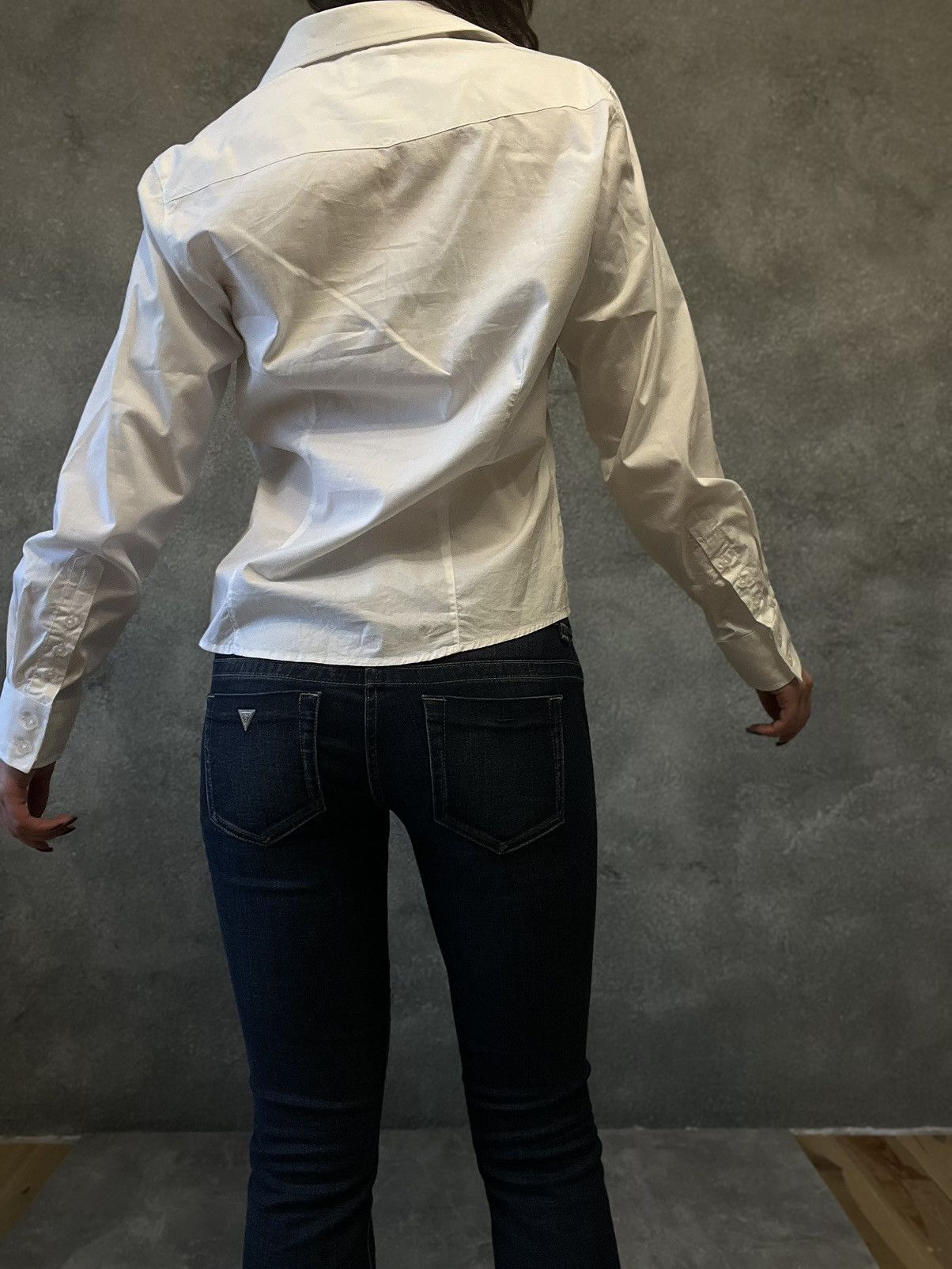 Other 90s White Fitted Button-Up Shirt – Minimal Classic Size M / US 6-8 / IT 42-44 - 3 Thumbnail