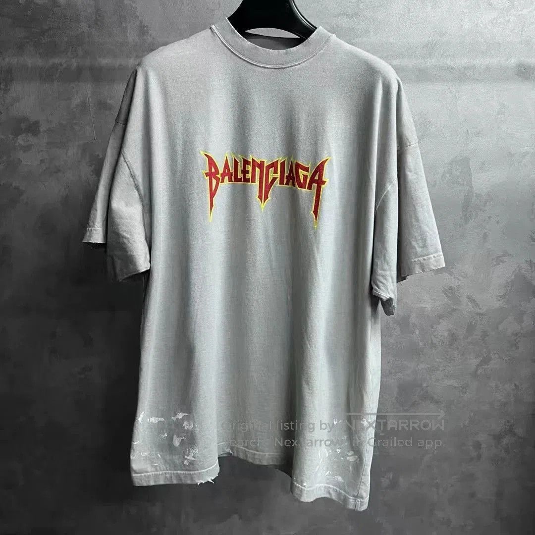 Balenciaga Balenciaga Gray Lightning Logo Short Sleeve Tee. Size US XXS / EU 40 - 1 Thumbnail