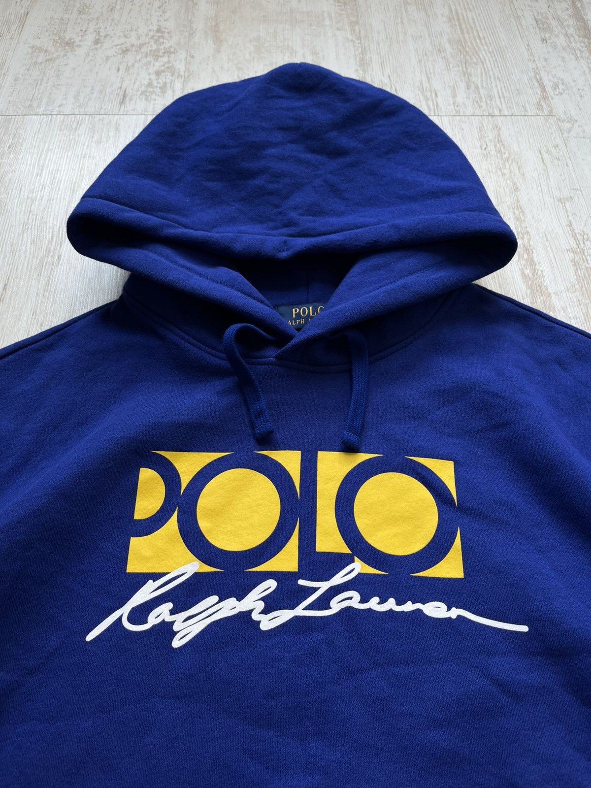 Polo Ralph Lauren × Vintage Polo Ralph Lauren Polo Box Yellow Logo Pohood Hoodie XL size Size US XL / EU 56 / 4 - 4 Thumbnail