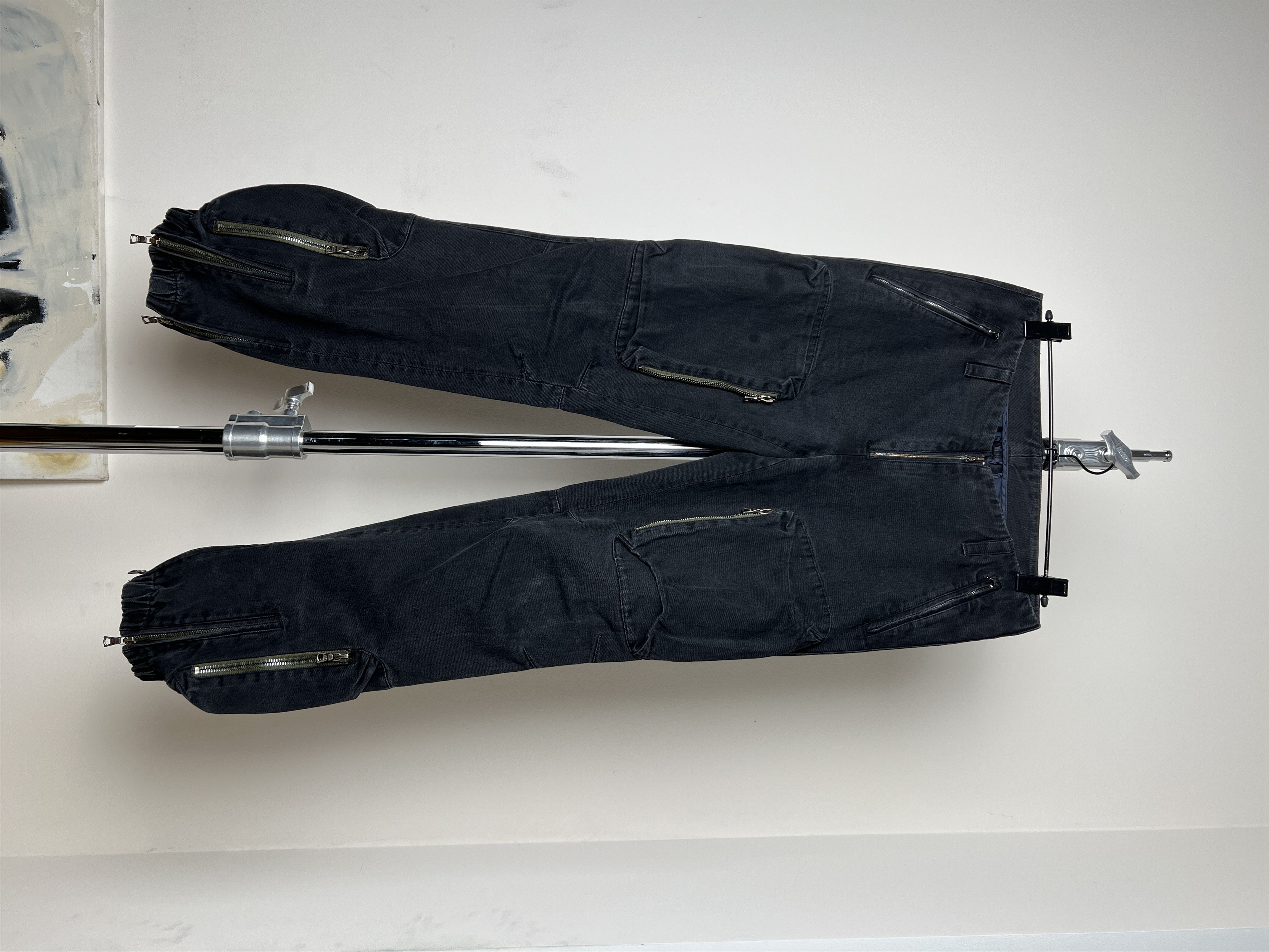 image of Individual Designer Nktrmnv 11 Riri Zippers Cargo Pants in Black/Green, Men's (Size 32)