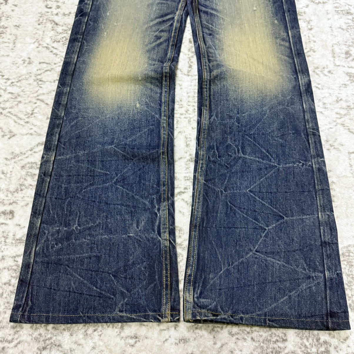 Japanese Brand 2000s Red Pepper Japan Embroidery Skull Flare Wide Leg Jeans Size 29" - 8 Thumbnail