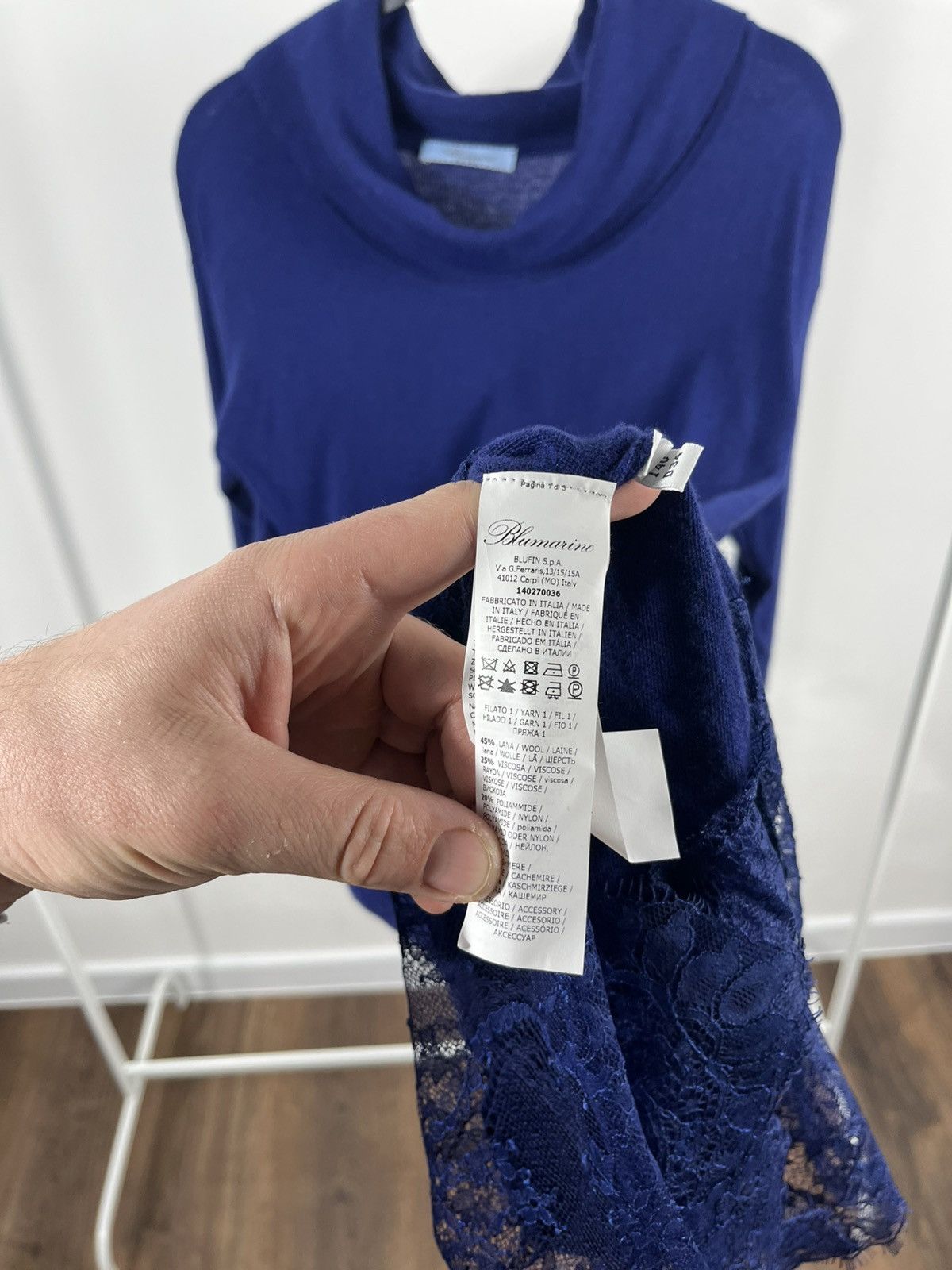 Blumarine Blumarine Blue Midi Dress Lace Hem Made in Italy Size M / US 6-8 / IT 42-44 - 8 Thumbnail