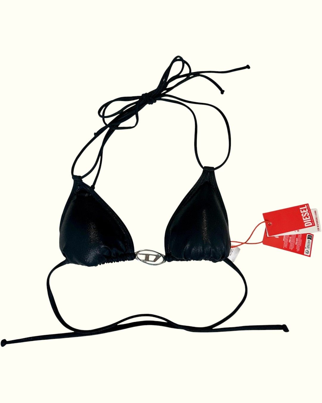 Diesel Diesel Y2K metallic Black Bikini Top XXS Silver Logo Size XXS / US 00 / IT 34 - 1 Thumbnail