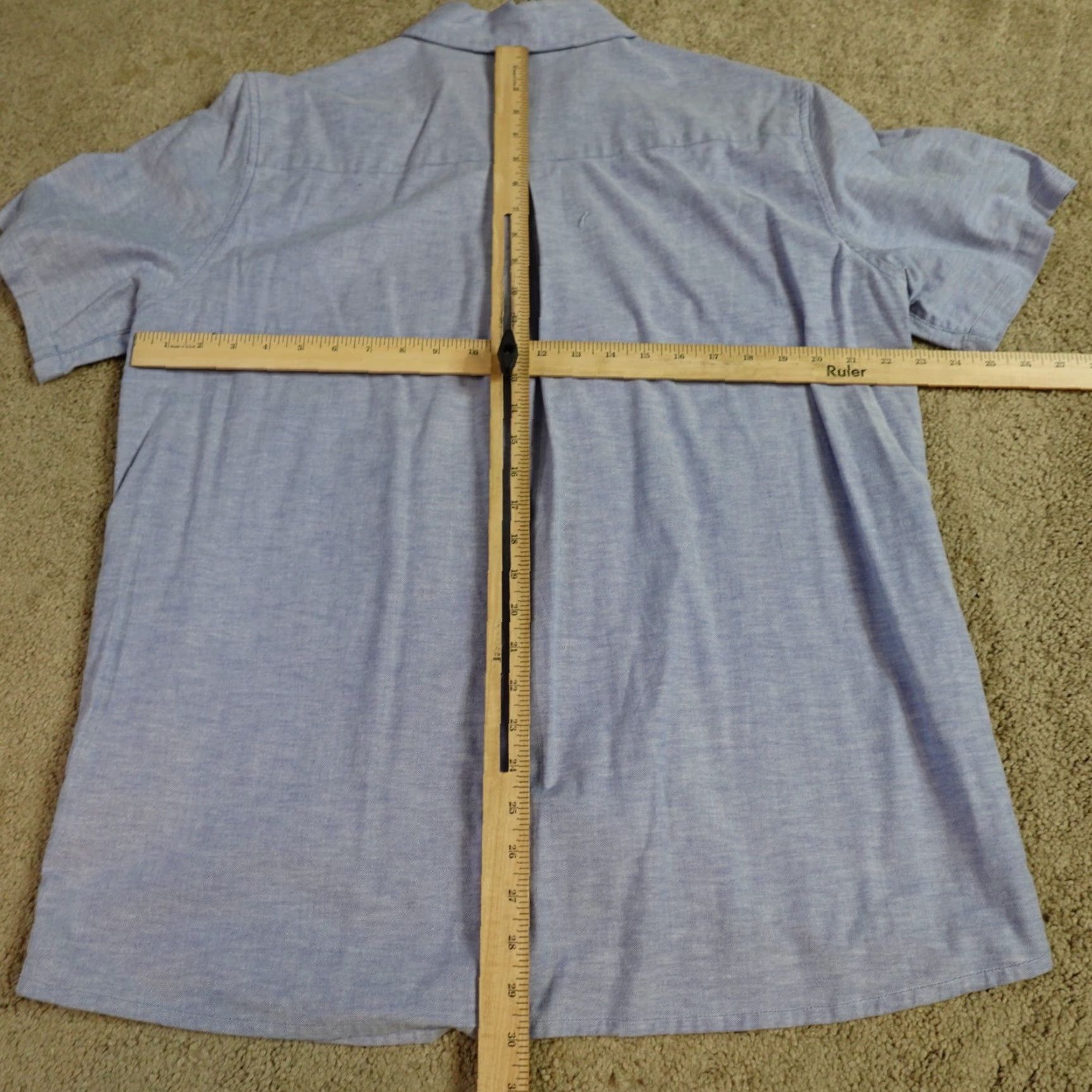Vintage QOR Shirt XL Blue Chambray Short Sleeve Button-Front Cotton Blend Mens Size US XL / EU 56 / 4 - 7 Thumbnail