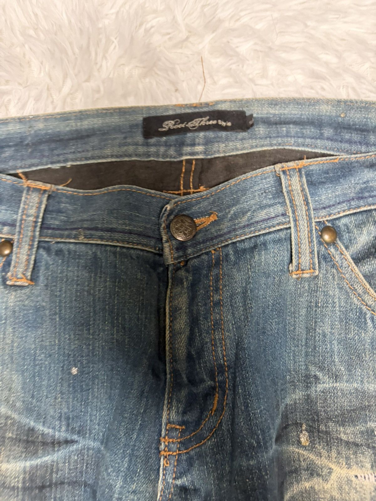 Tornado Mart Rare Root Three paint splash mudwash flared jeans Size US 36 / EU 52 - 4 Thumbnail