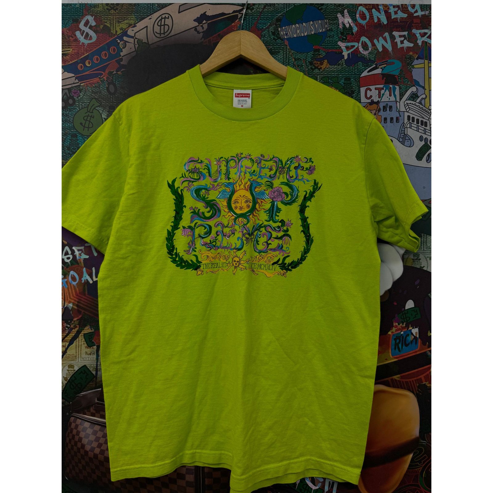 Supreme Tee Lime Neon Used Medium Tops