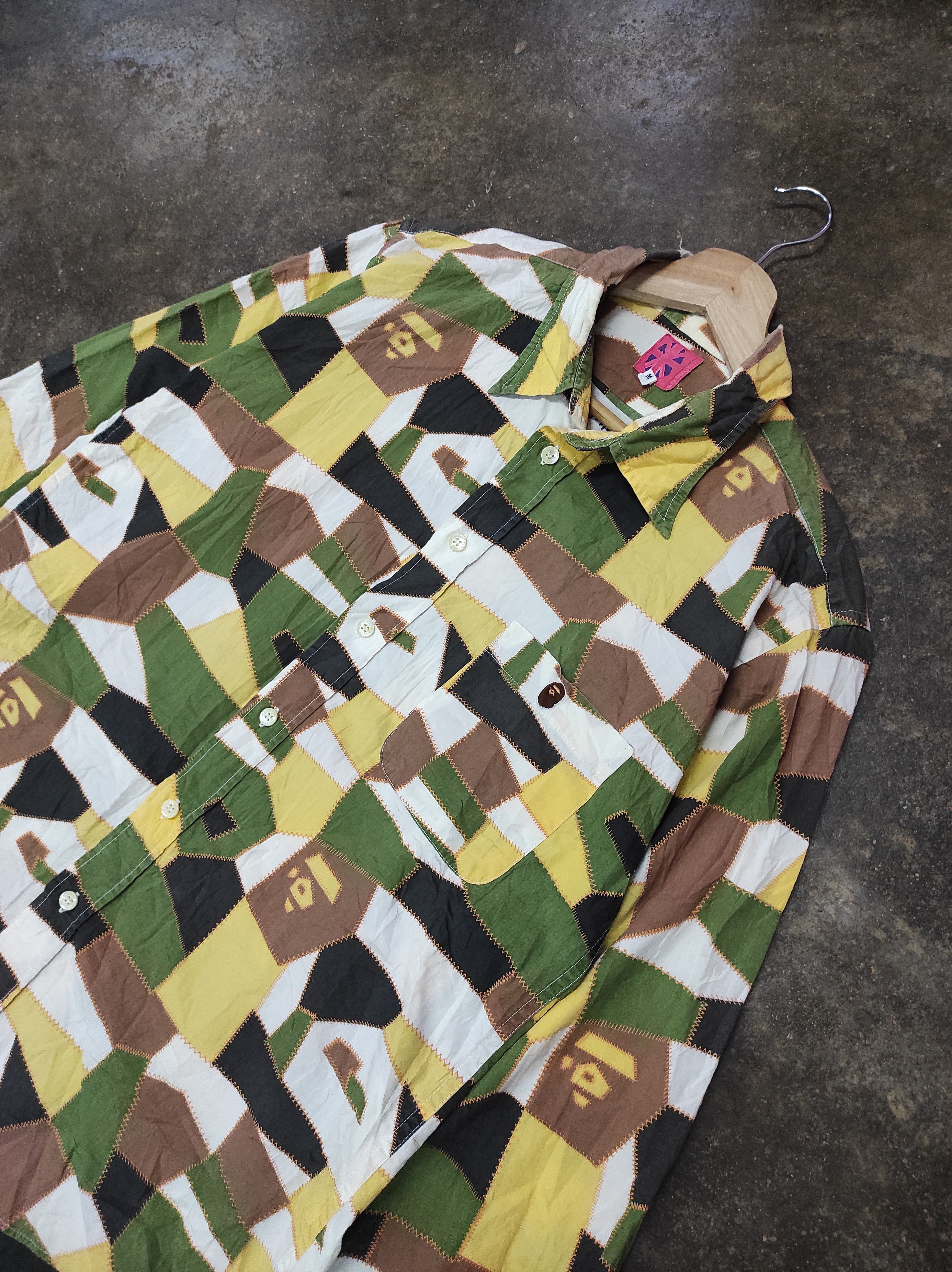 Bape A Bathing Ape BAPE Geometric Patchwork Shirt Button Up Size US M / EU 48-50 / 2 - 2 Thumbnail