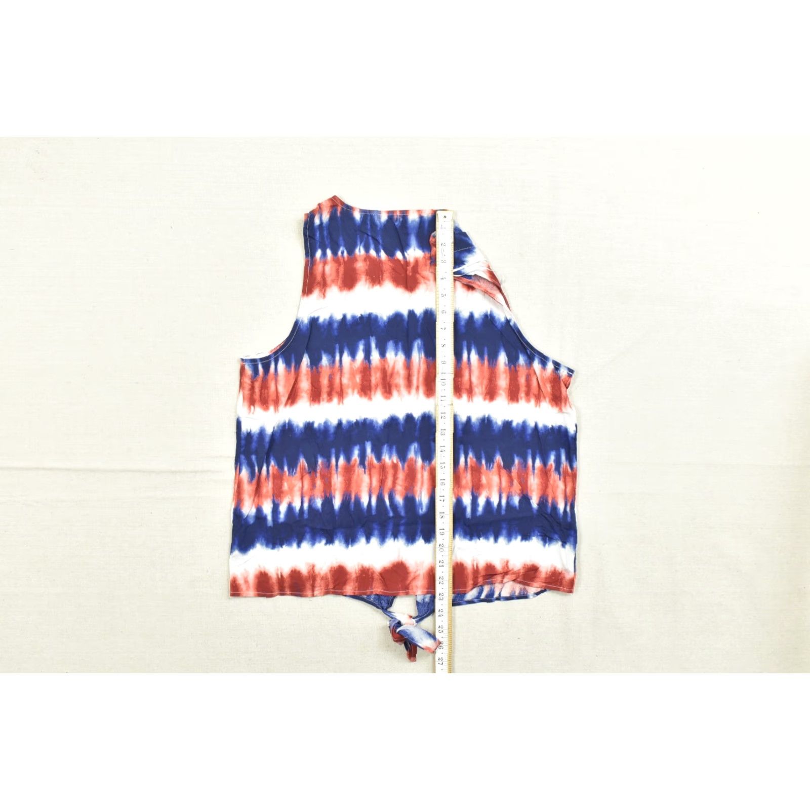 Vintage Rock & Republic Women's Blouse Tie Dye Sleeveless V-Neck Button Front Red White Blue M Size M / US 6-8 / IT 42-44 - 5 Thumbnail