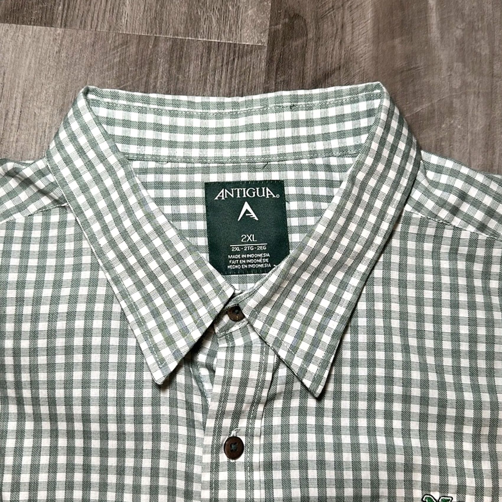 Vintage VINTAGE North Texas Mean Green Antigua Checkered Button-Down Shirt Mens 2XL Green Shirt Long Sleeve Size US XXL / EU 58 / 5 - 5 Thumbnail