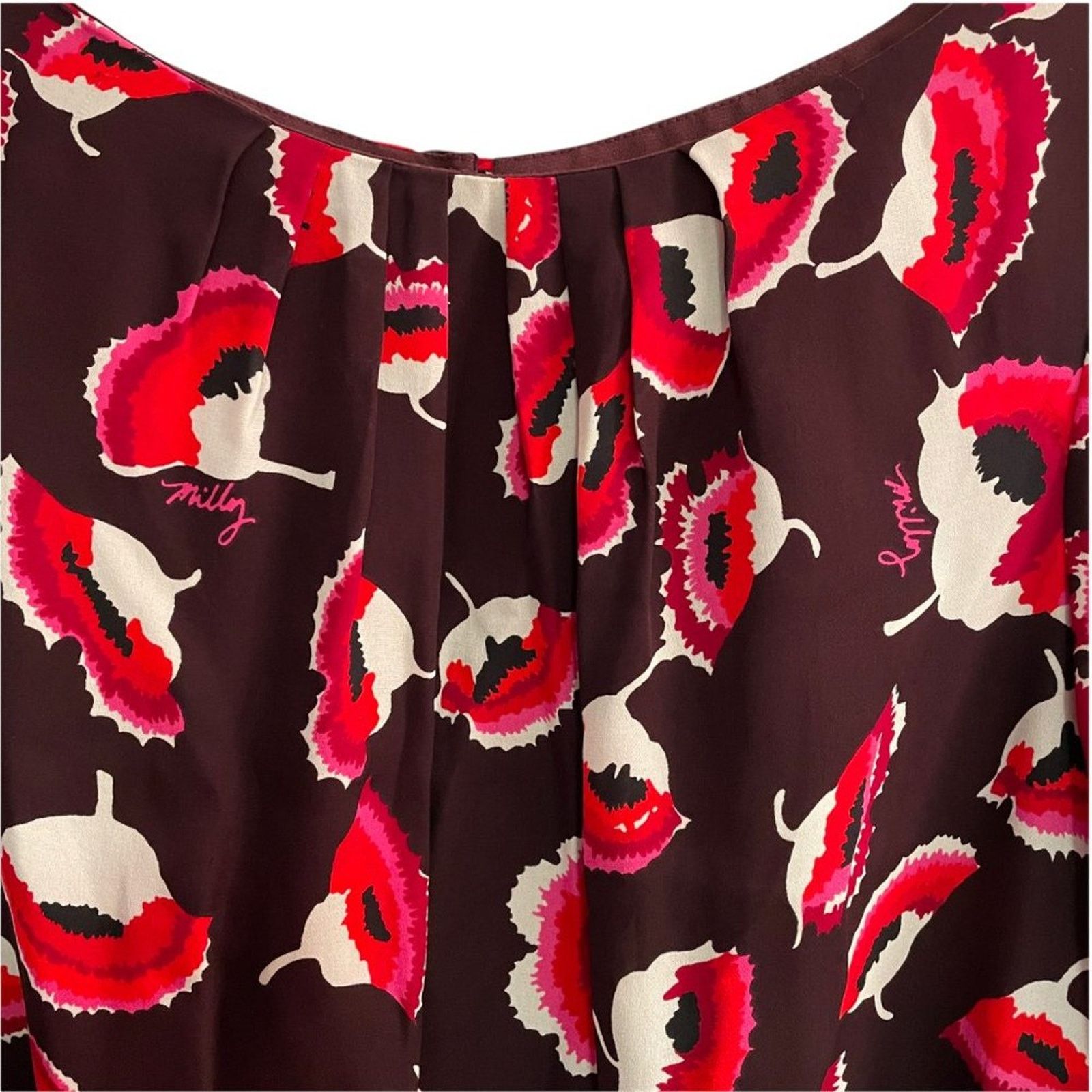 MILLY Milly Silk Floral Tie-Sleeve Romper Size 27" / US 4 / IT 40 - 4 Thumbnail