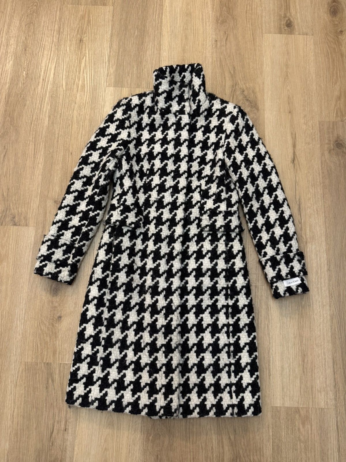 Calvin Klein Calvin Klein Houndstooth Coat Wool Acrylic Black White 2 S Size S / US 4 / IT 40 - 1 Thumbnail