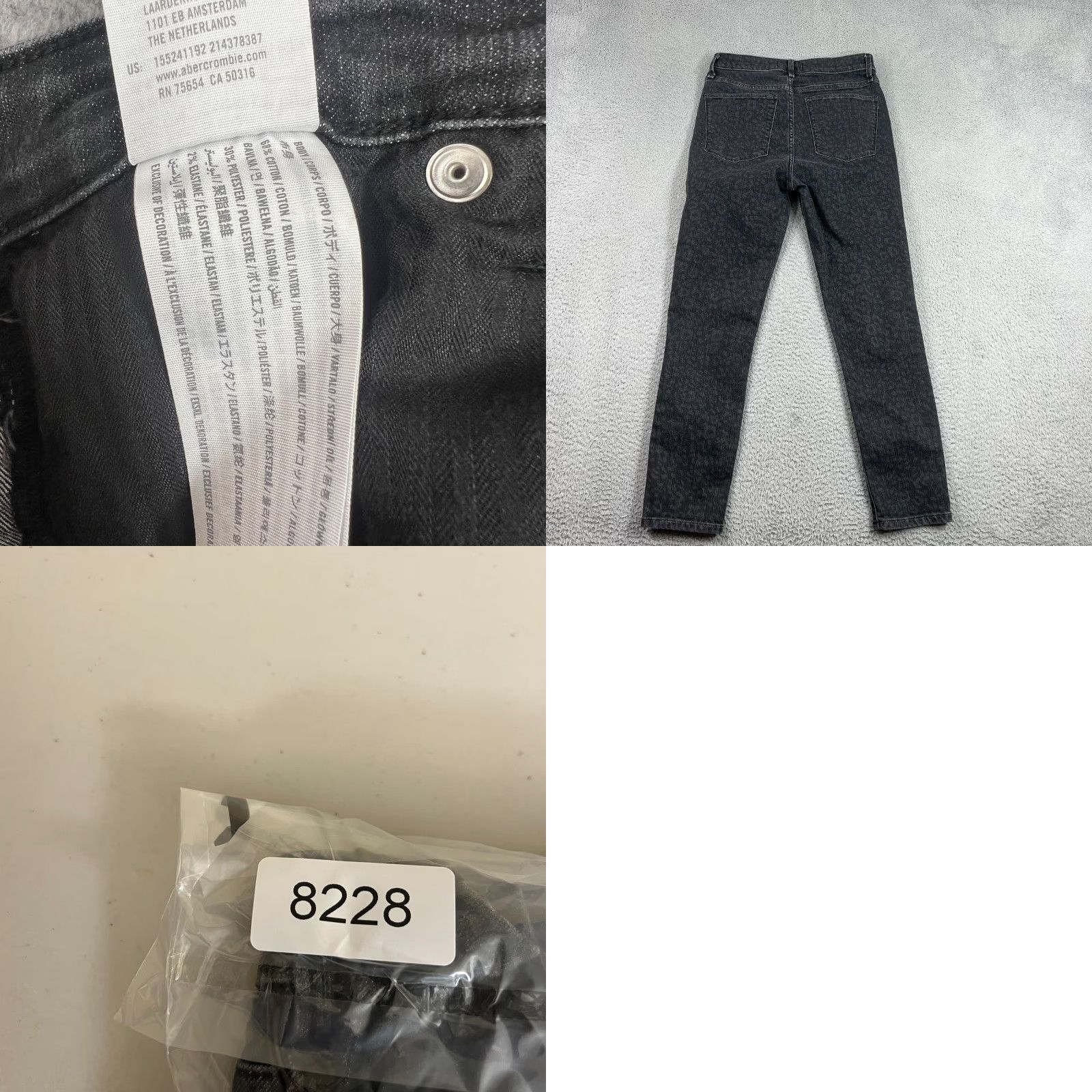 Abercrombie & Fitch Abercrombie & Fitch Jeans Women's 6 High Rise Super Skinny Gray Leopard Print 5-Pocket Denim with Logo Inseam 26 inches Size 6 Womens Size 28" / US 6 / IT 42 - 8 Thumbnail
