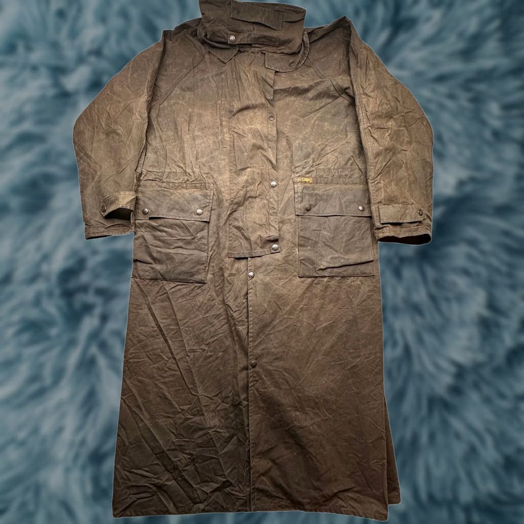 Vintage Driza Bone Australia Waxed Cotton Trench Riding Coat Mens XL 7 Brown Snap Size US XL / EU 56 / 4 - 1 Thumbnail