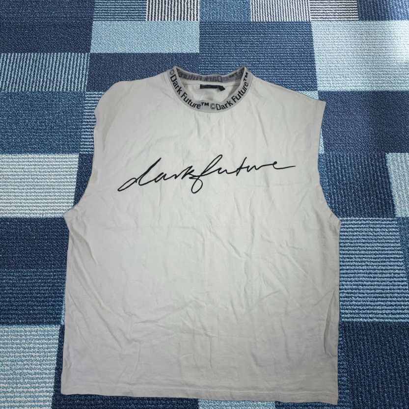 Asos ASOS Dark Future Tank Top M Beige Sleeveless Tee Mock Neck Logo Streetwear Women Size M / US 6-8 / IT 42-44 - 1 Thumbnail