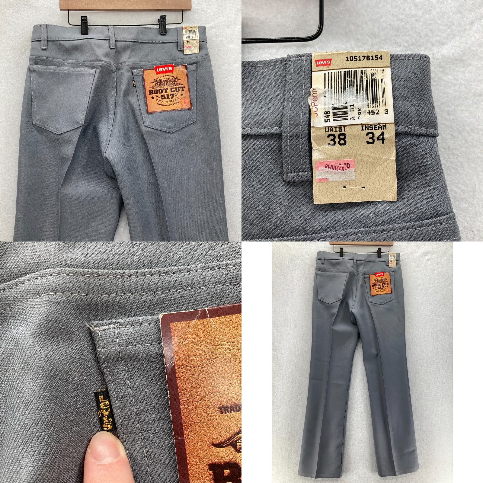 Levi's VINTAGE Levi's 517 Bootcut Pants Mens 38x34 Gray Twill Polyester 1999 Size US 38 / EU 54 - 9 Thumbnail