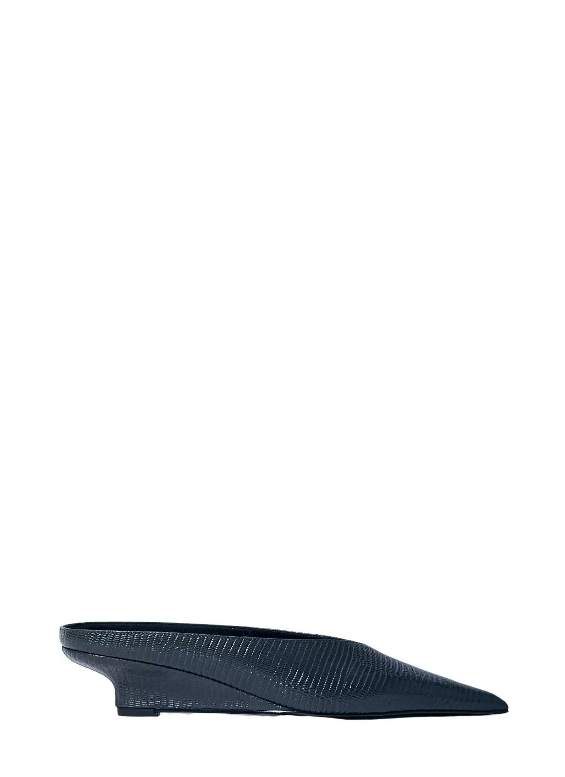 TOTEME Sharp $690 Black Embossed 35mm Wedge Mules