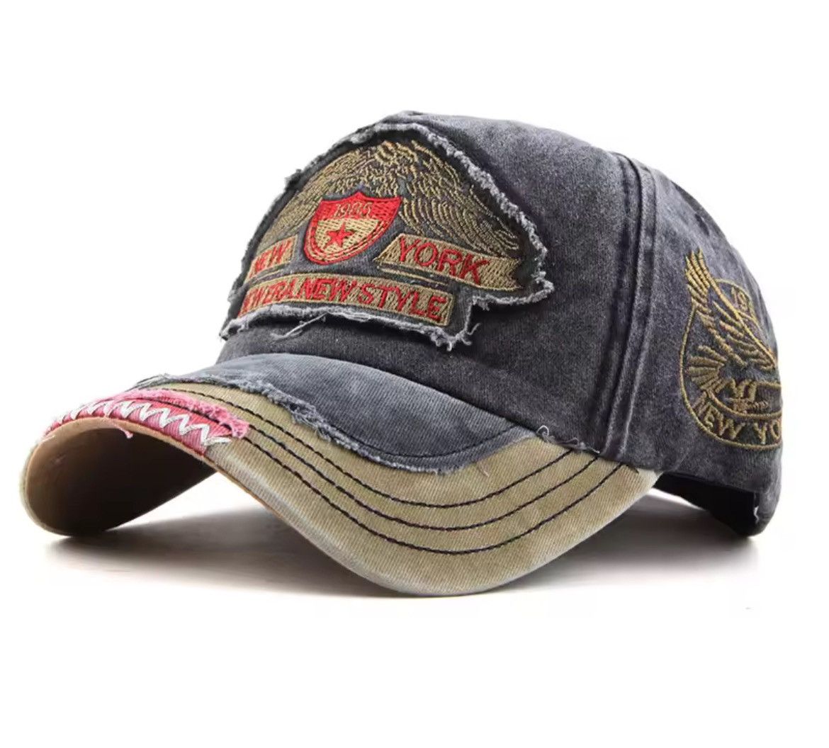 Japanese Brand Retro Washed Letter Embroidery Denim Baseball Cap Size ONE SIZE - 1 Thumbnail