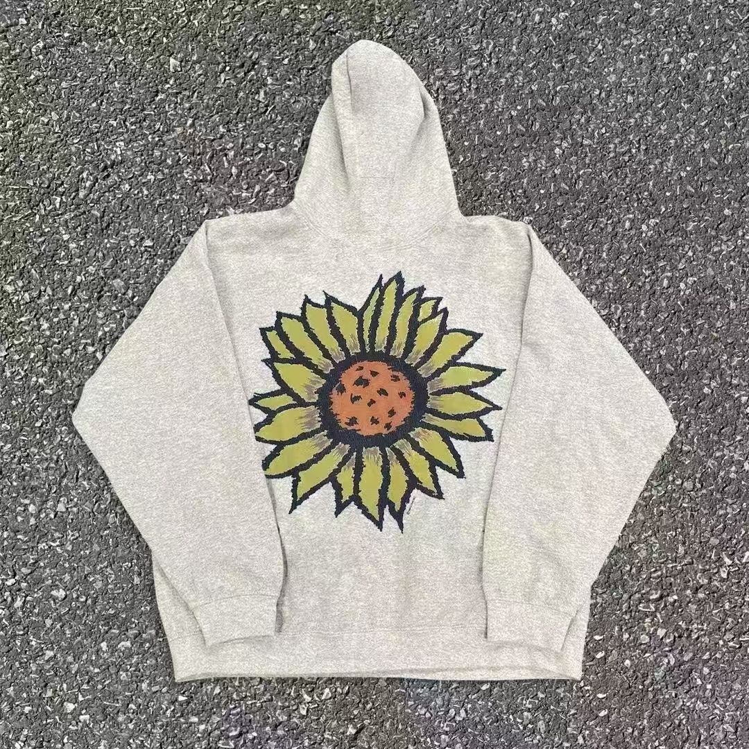 Japanese Brand Grey washed vintage sunflower print hoodie Size US M / EU 48-50 / 2 - 2 Thumbnail