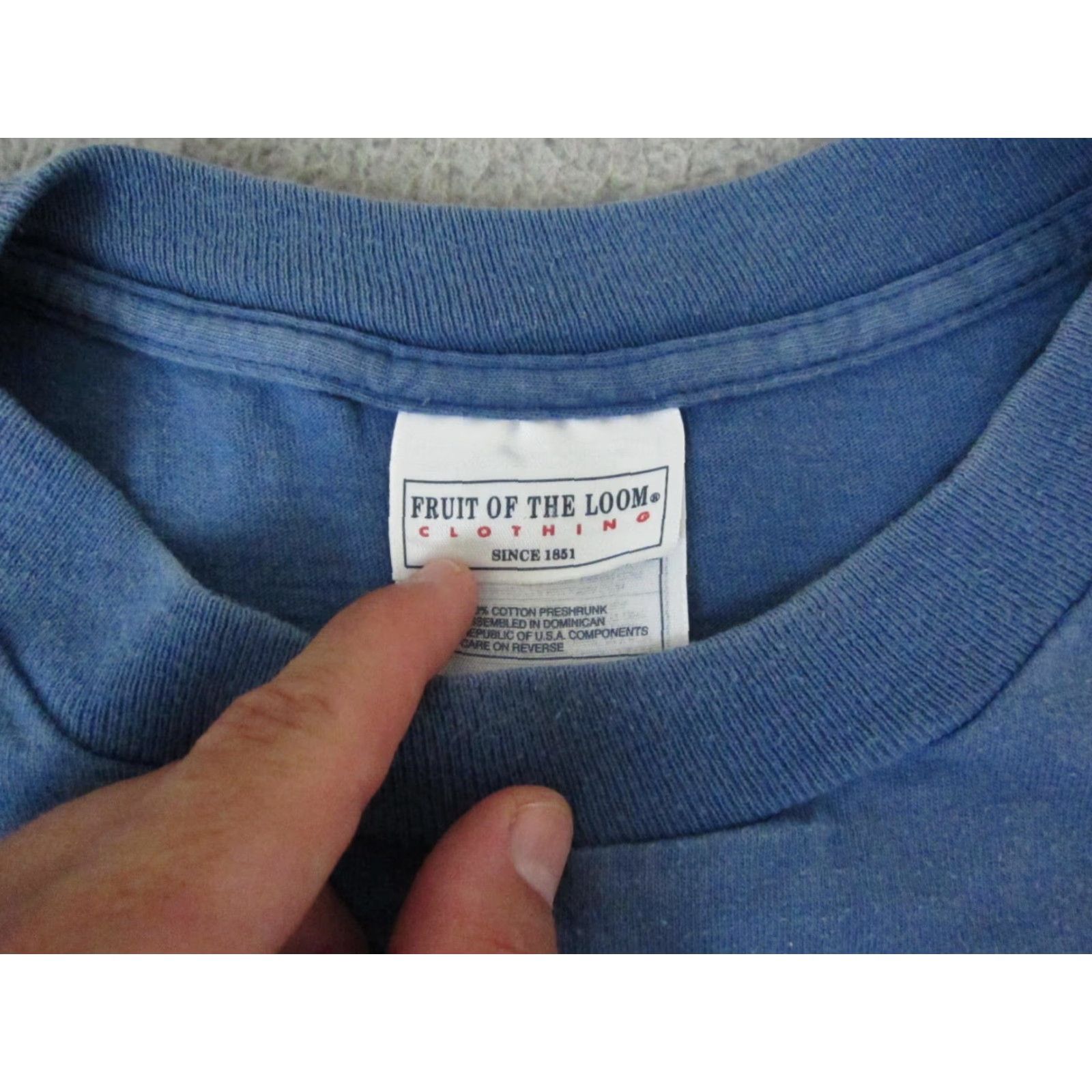 Fruit Of The Loom VINTAGE Fruit of the Loom Shirt Mens 3XL Blue Cotton 90s T-Shirt Crew Neck Short Sleeve Jersey Classic 80s 90s Size US XXL / EU 58 / 5 - 5 Thumbnail