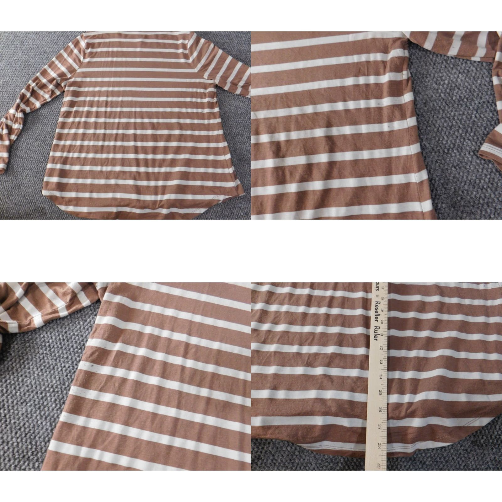 Old Navy Old Navy Blouse Womens XL Brown Luxe Striped Knit Rayon Round Neck Pullover Casual Long Sleeve Button Size XL / US 12-14 / IT 48-50 - 9 Thumbnail