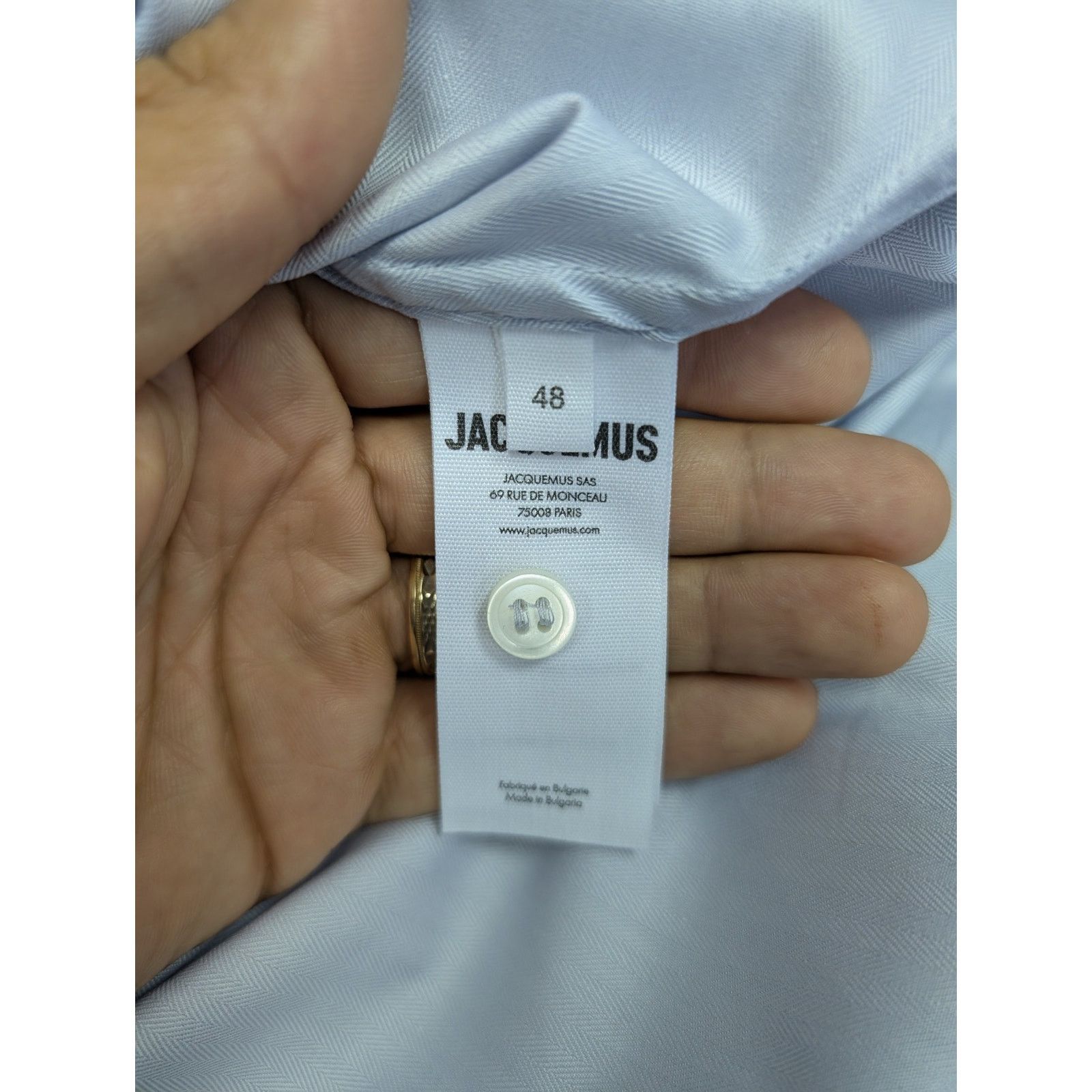Jacquemus o1rshd1 LA Chemise Cuadro Button up Shirt in Light Grey Size US M / EU 48-50 / 2 - 12 Thumbnail