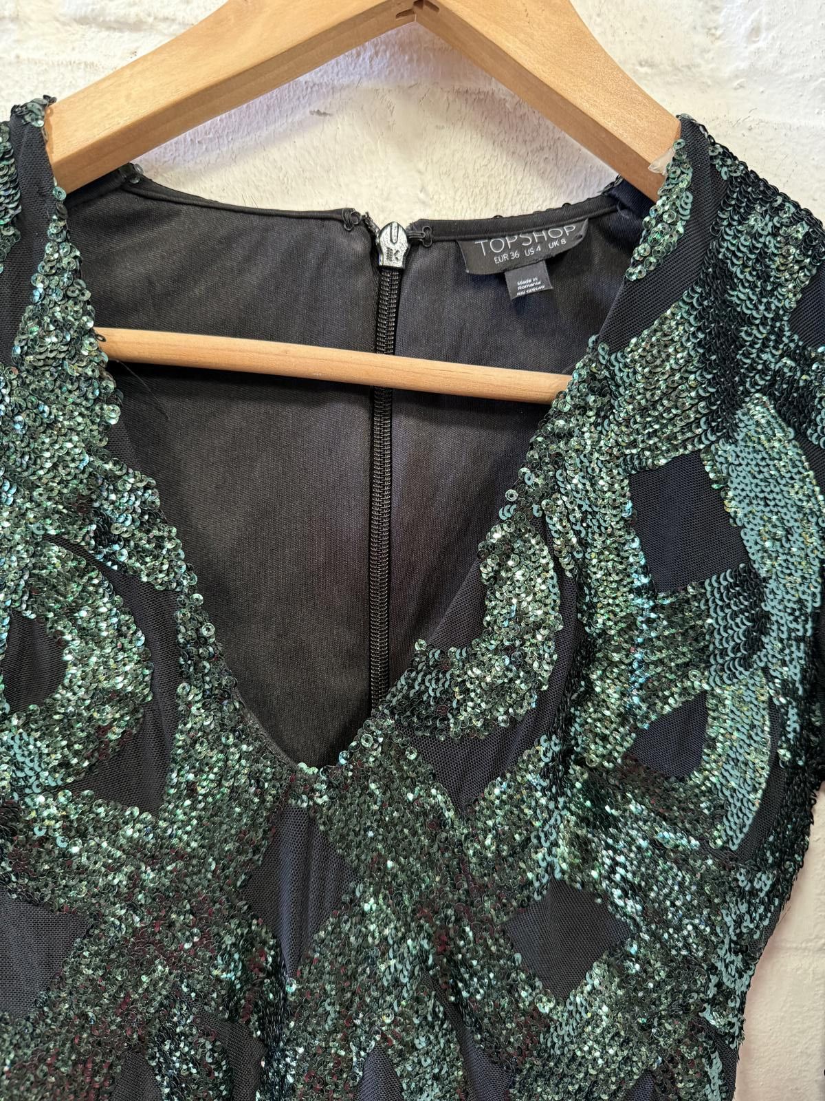 Topshop Topshop Sequin Emerald Green Dress Size S / US 4 / IT 40 - 2 Thumbnail