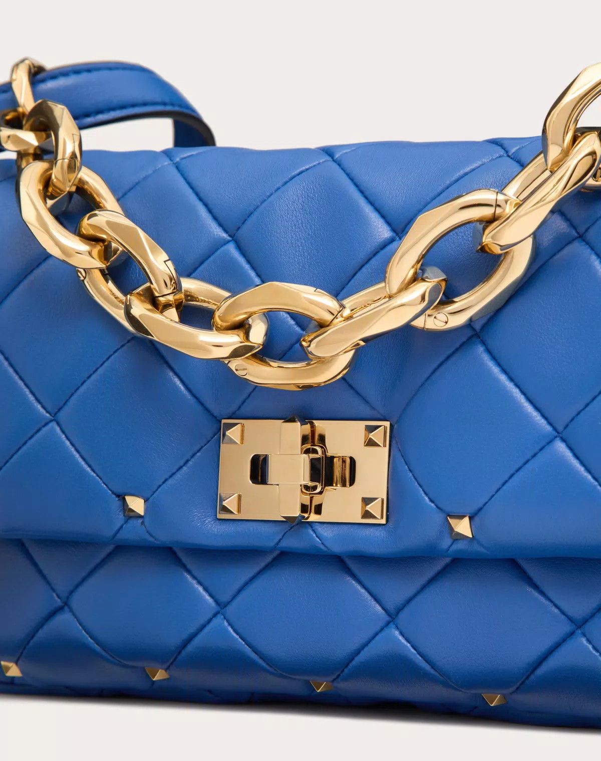 Valentino oc11z0725 Size:OS/ Spike Bag In Nappa Patchwork in Blue Size ONE SIZE - 7 Thumbnail
