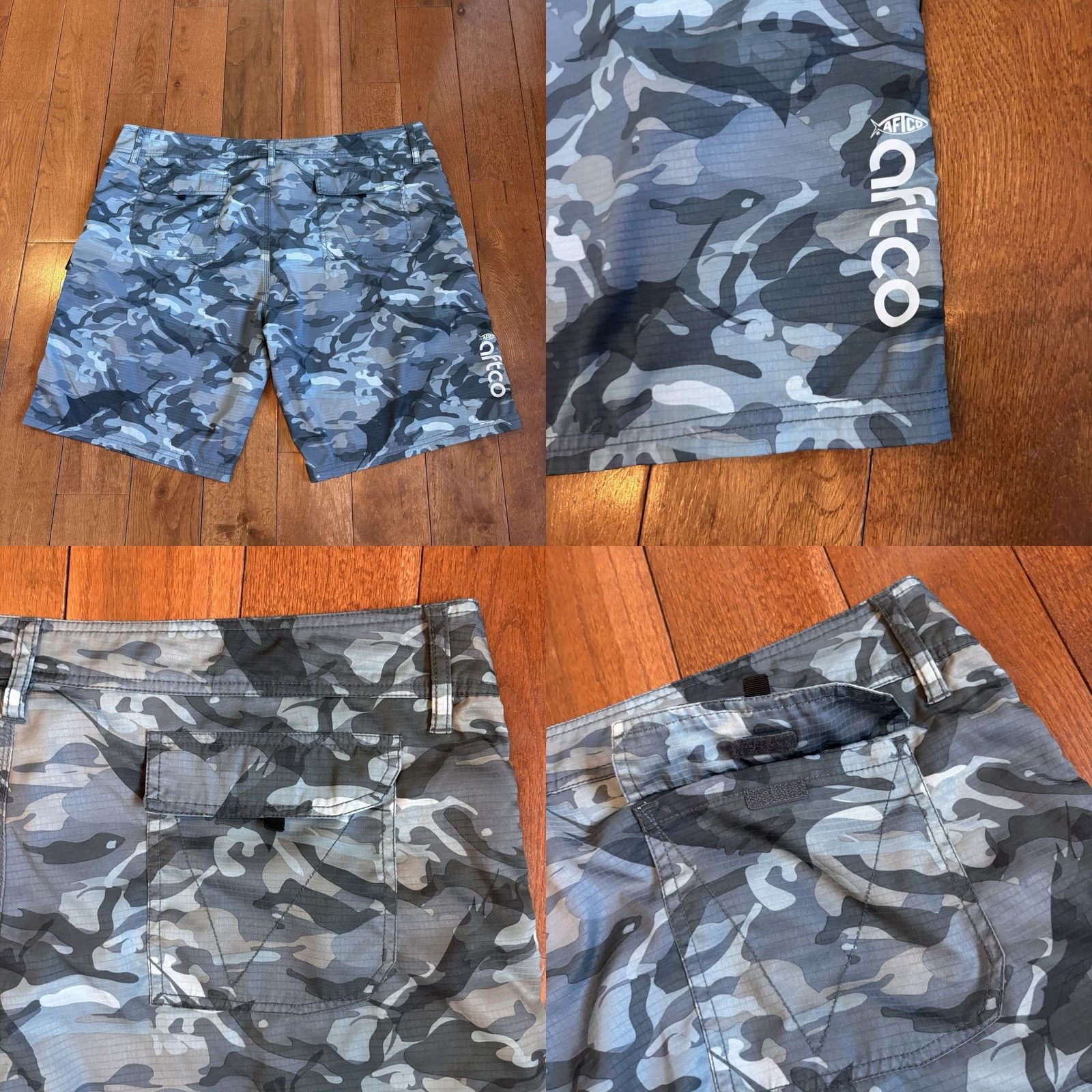 Vintage NWOT AFTCO Cargo Shorts 10" Blue Camo sz 42 Mens Regular Size US 42 / EU 58 - 9 Thumbnail
