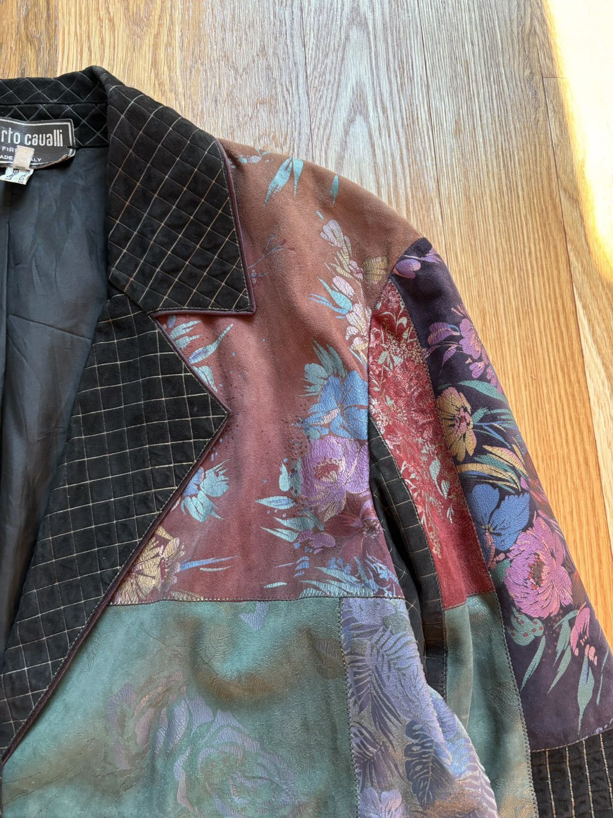 Roberto Cavalli Roberto Cavalli Vintage 80s Floral Patchwork Suede Blazer M Size US M / EU 48-50 / 2 - 11 Thumbnail