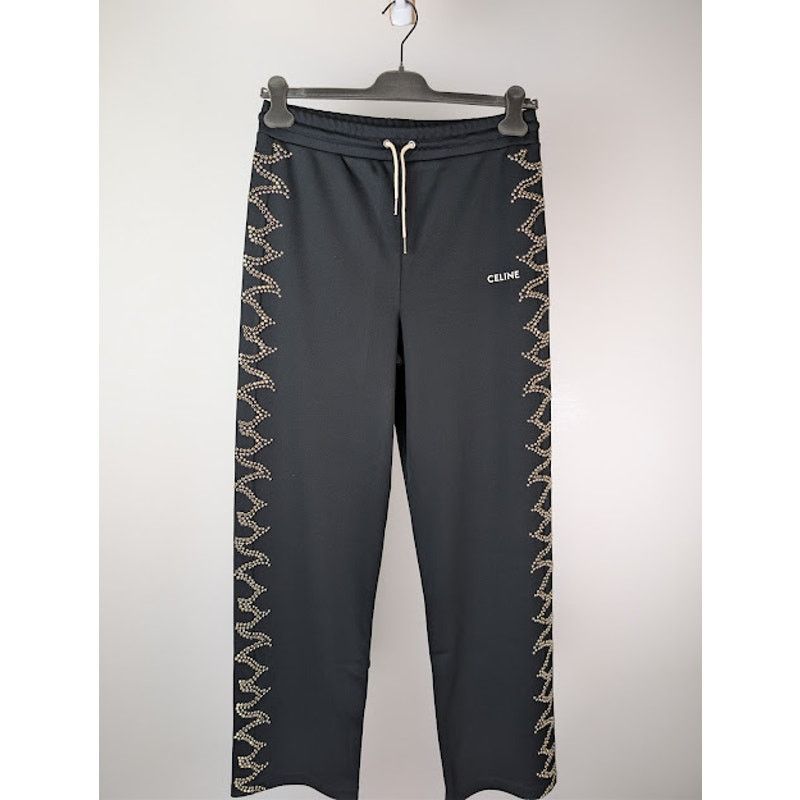 Celine o1rshd1 Logo-Print Studded Jersey Sweatpants in Black Size US 32 / EU 48 - 10 Thumbnail