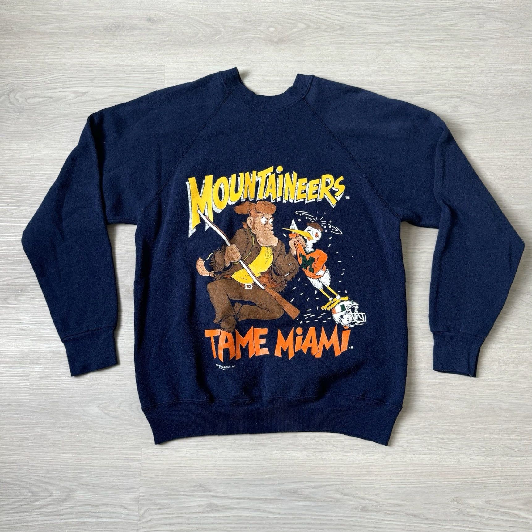 Tultex VINTAGE Mountaineers Sweatshirt Crewneck M West Virginia Uni Tultex Blue Medium Mens Size US M / EU 48-50 / 2 - 2 Thumbnail