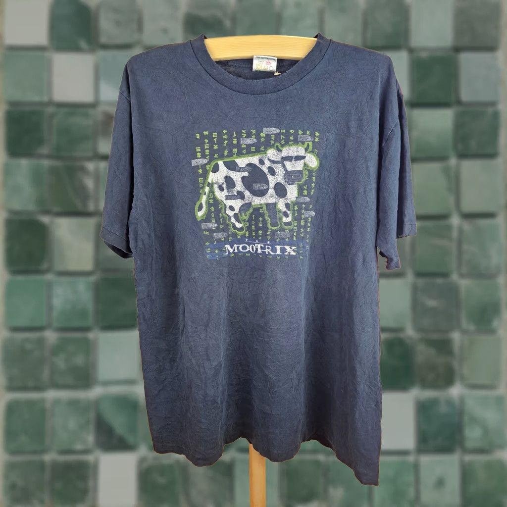 Vintage VINTAGE MOOTRIX COW SINGLE STITCH BLACK COTTON T-SHIRT SZ XLARGE Shirt Adult XL Black Graphic Print Men Mens 90s Size US XL / EU 56 / 4 - 1 Thumbnail