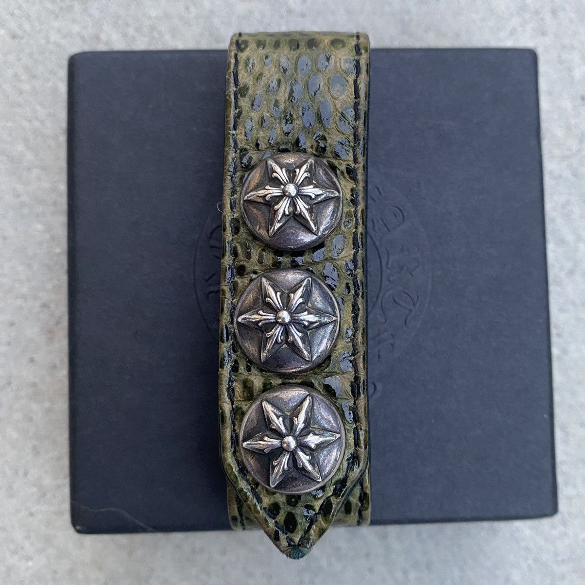 Chrome Hearts Chrome Hearts Green Lizard Skin Star Snap Bracelet Size ONE SIZE - 3 Thumbnail
