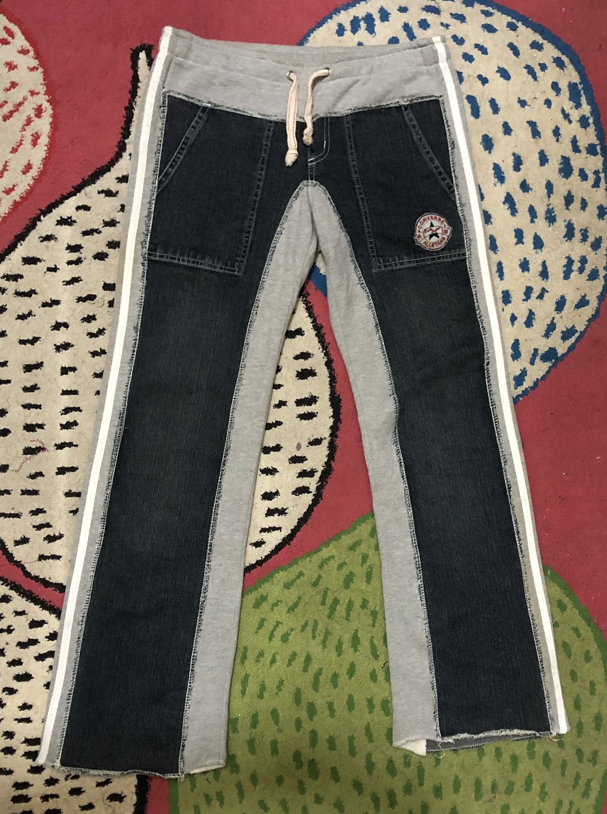 Converse Super RARE !!!Vintage 90s Converse hybrid pants jogger+denim Size 29" - 1 Thumbnail
