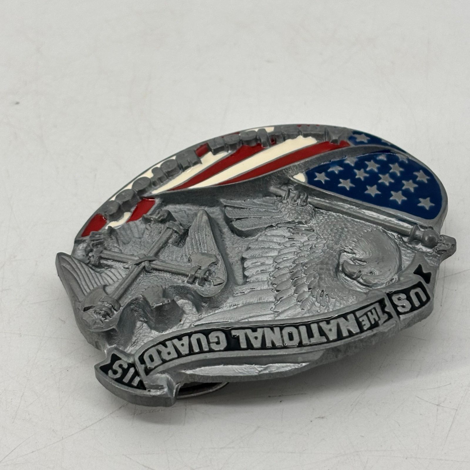 Vintage US National Guard Belt Buckle Great American Hero USA Pewter Size ONE SIZE - 10 Thumbnail
